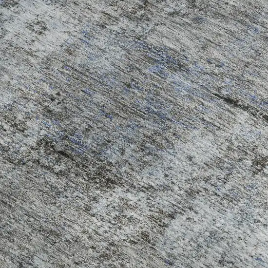 Blue And Taupe Abstract Washable Area Rug With UV Protection Photo 3