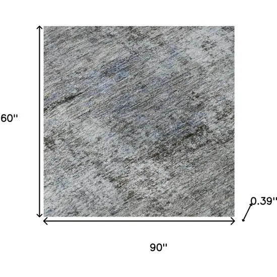 Blue And Taupe Abstract Washable Area Rug With UV Protection Photo 8