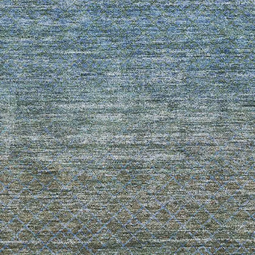 Blue And Taupe Geometric Washable Area Rug With UV Protection Photo 3