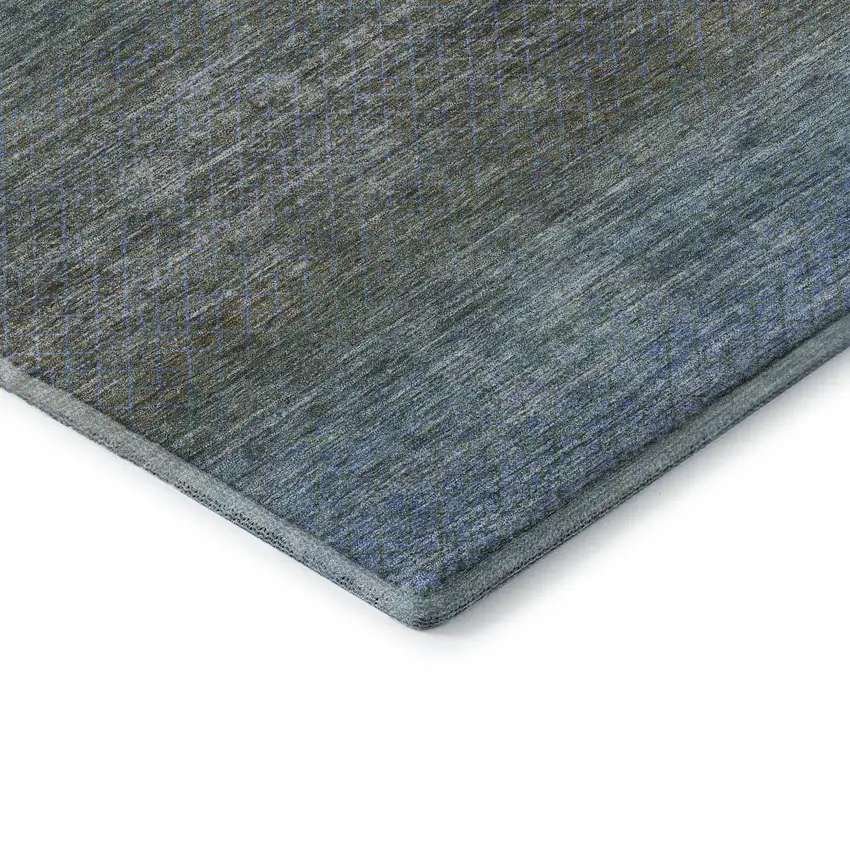 Blue And Taupe Geometric Washable Area Rug With UV Protection Photo 8