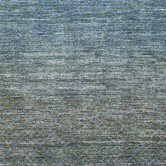 Blue And Taupe Geometric Washable Area Rug With UV Protection Photo 3