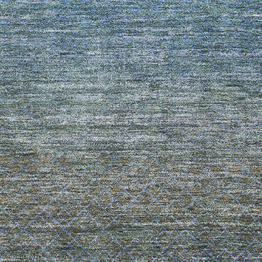 Blue And Taupe Geometric Washable Area Rug With UV Protection Photo 3