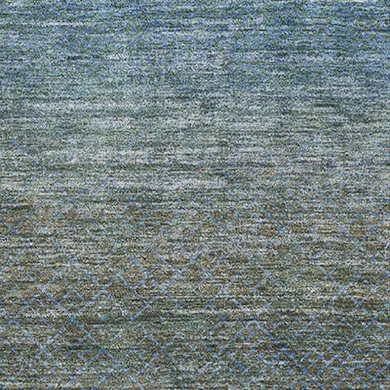 Blue And Taupe Geometric Washable Area Rug With UV Protection Photo 3