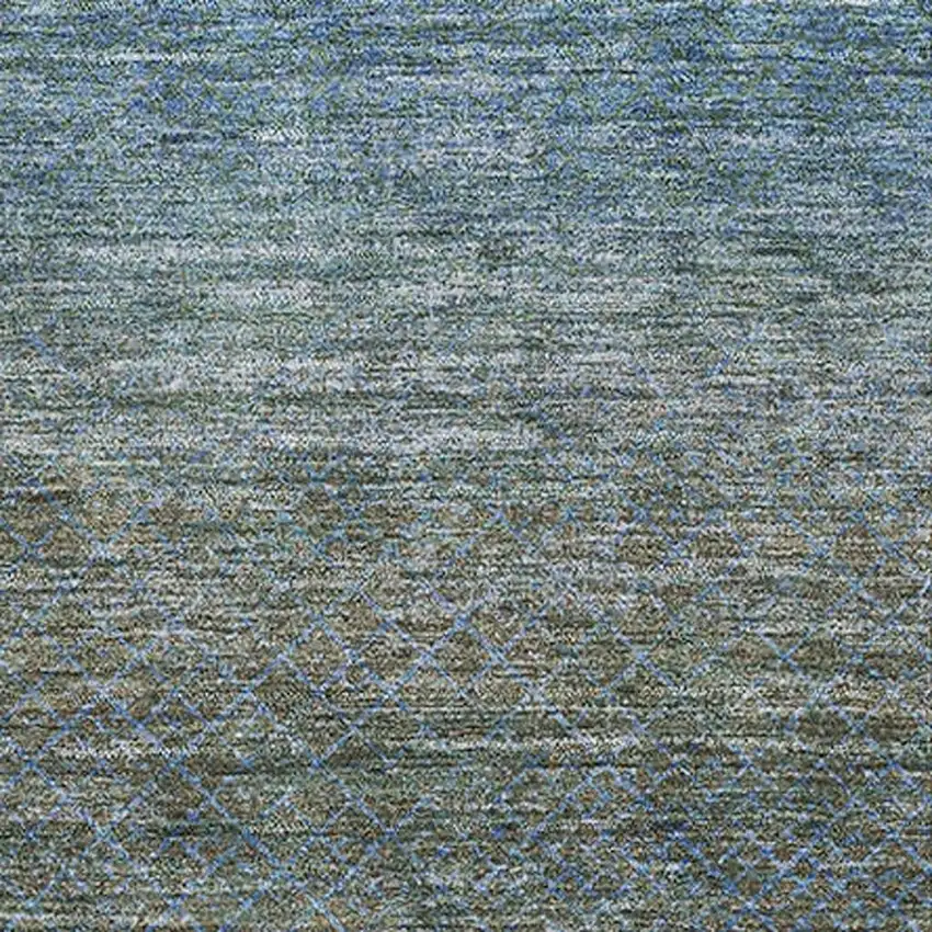 Blue And Taupe Geometric Washable Area Rug With UV Protection Photo 3