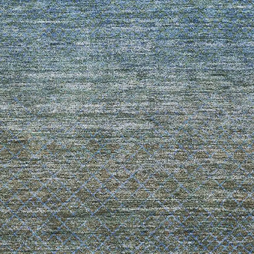 Blue And Taupe Geometric Washable Area Rug With UV Protection Photo 3