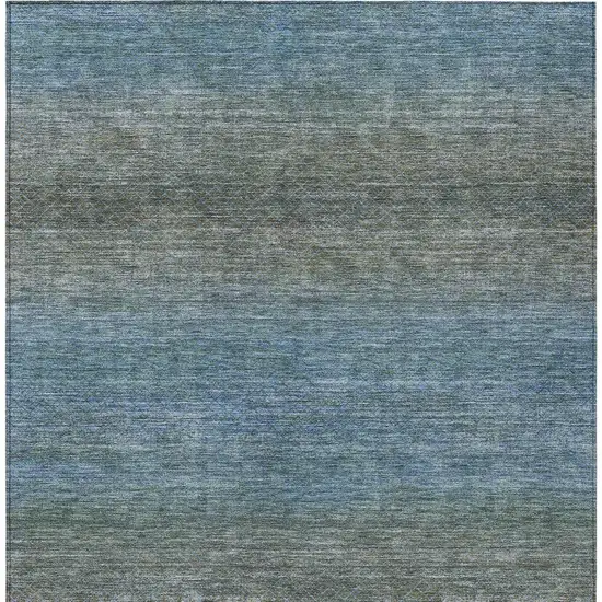Blue And Taupe Geometric Washable Indoor Outdoor Area Rug Photo 4