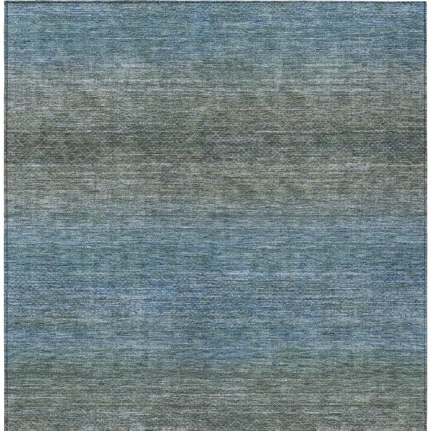 Blue And Taupe Geometric Washable Indoor Outdoor Area Rug Photo 4