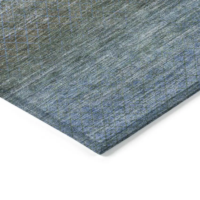 Blue And Taupe Geometric Washable Indoor Outdoor Area Rug Photo 9