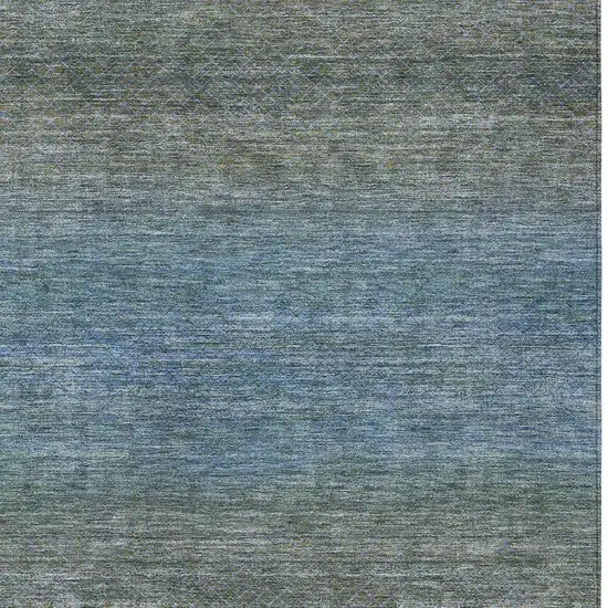 Blue And Taupe Geometric Washable Indoor Outdoor Area Rug Photo 3