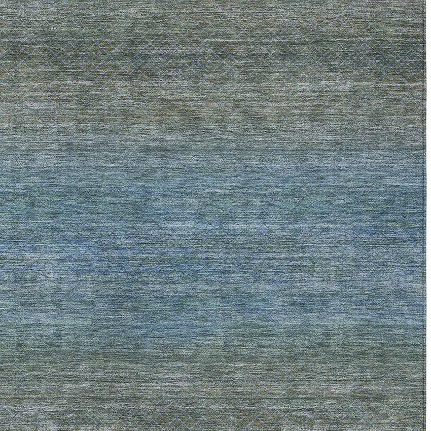 Blue And Taupe Geometric Washable Indoor Outdoor Area Rug Photo 3