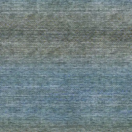 Blue And Taupe Geometric Washable Indoor Outdoor Area Rug Photo 3