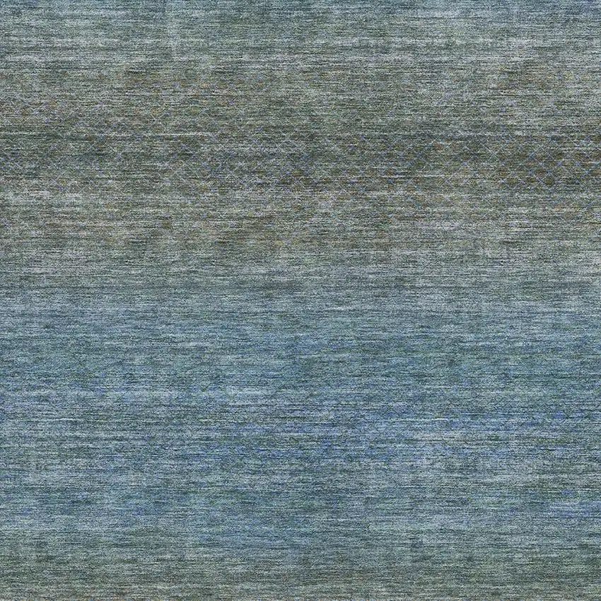 Blue And Taupe Geometric Washable Indoor Outdoor Area Rug Photo 3