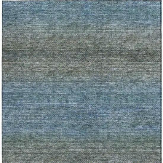 Blue And Taupe Geometric Washable Indoor Outdoor Area Rug Photo 3