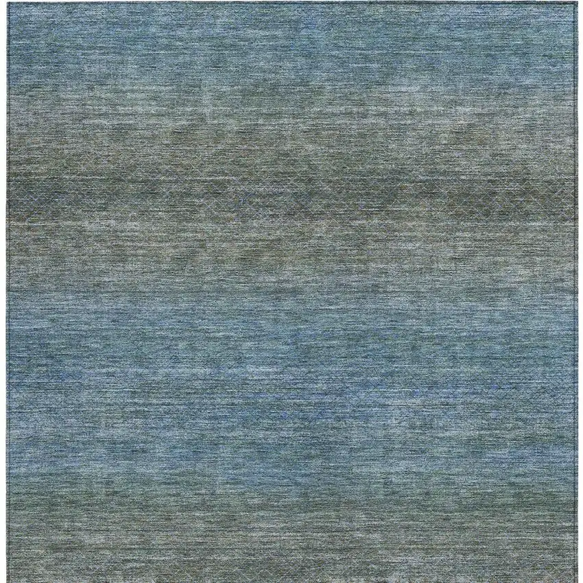 Blue And Taupe Geometric Washable Indoor Outdoor Area Rug Photo 3