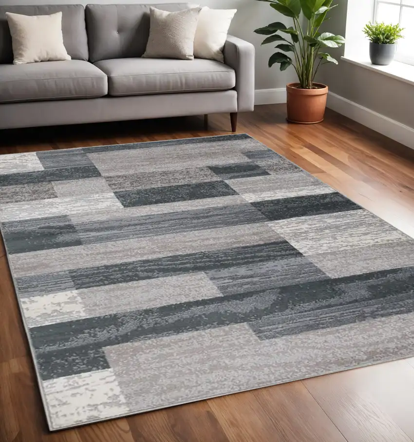 Blue And Gray Patchwork Area Rug Photo 1