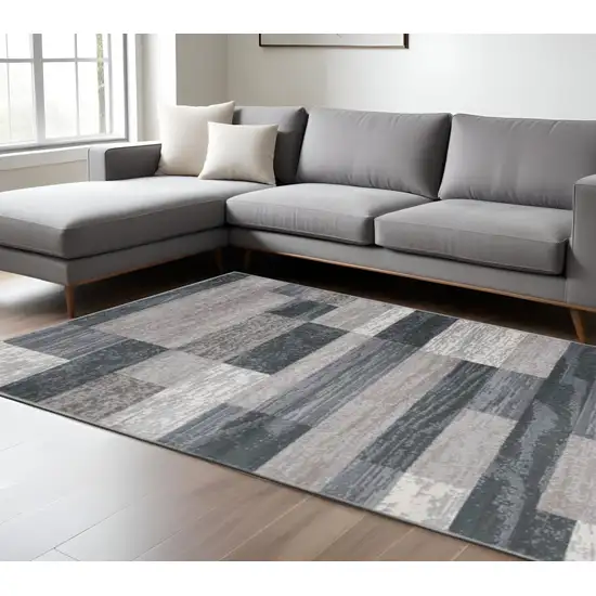 Blue And Gray Patchwork Area Rug Photo 1