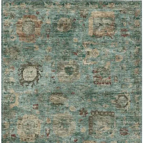 Blue And Teal Blue Abstract Washable Indoor Outdoor Area Rug Photo 3