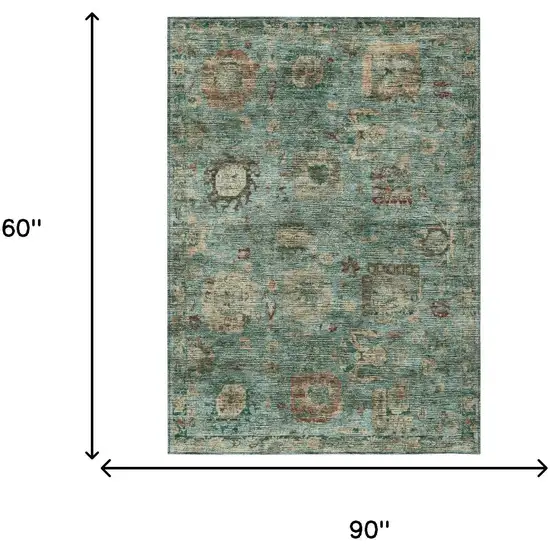 Blue And Teal Blue Abstract Washable Indoor Outdoor Area Rug Photo 6