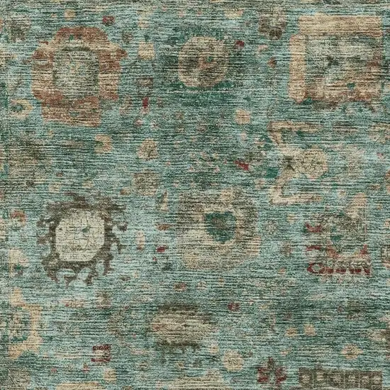 Blue And Teal Blue Abstract Washable Indoor Outdoor Area Rug Photo 2