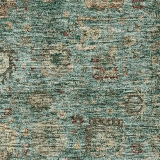 Blue And Teal Blue Abstract Washable Indoor Outdoor Area Rug Photo 2