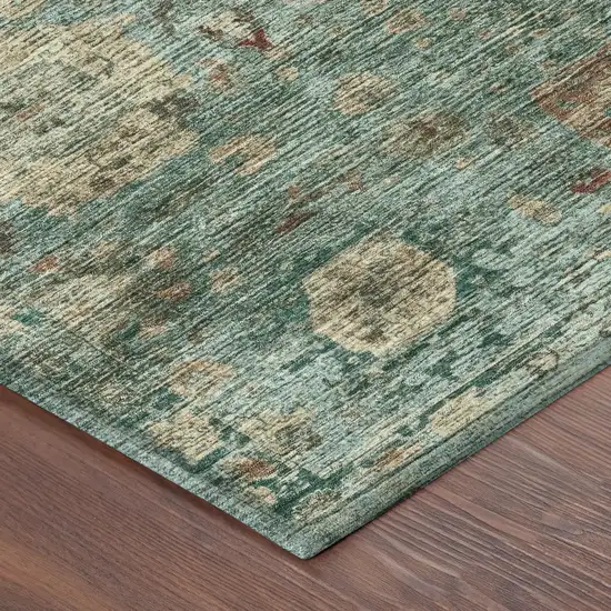 Blue And Teal Blue Abstract Washable Indoor Outdoor Area Rug Photo 8