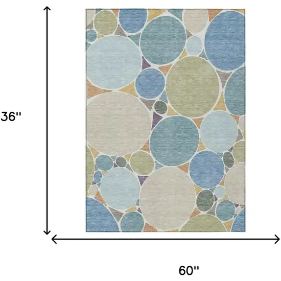 Blue And Teal Blue Geometric Washable Indoor Outdoor Area Rug Photo 7