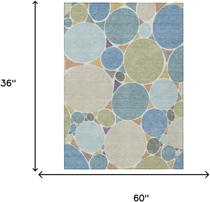 Blue And Teal Blue Geometric Washable Indoor Outdoor Area Rug Photo 7