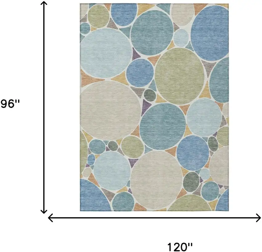 Blue And Teal Blue Geometric Washable Indoor Outdoor Area Rug Photo 7