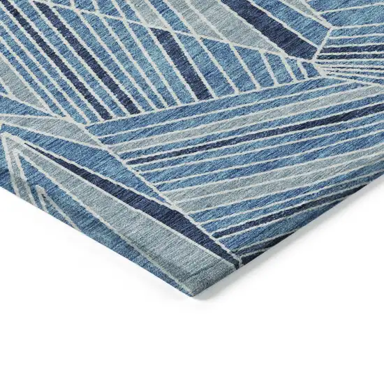 Blue And Teal Blue Geometric Washable Indoor Outdoor Area Rug Photo 4