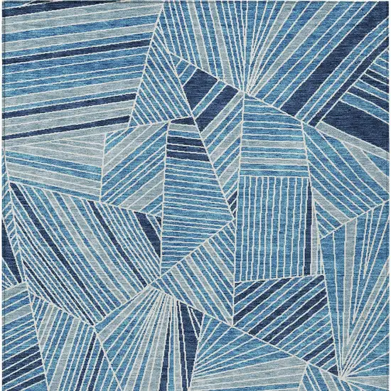Blue And Teal Blue Geometric Washable Indoor Outdoor Area Rug Photo 7