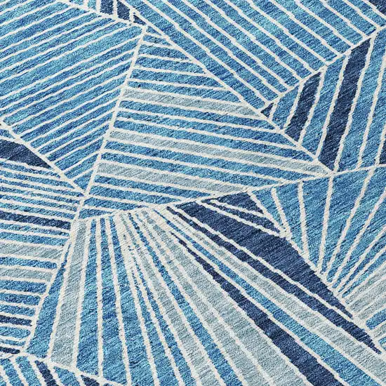 Blue And Teal Blue Geometric Washable Indoor Outdoor Area Rug Photo 5