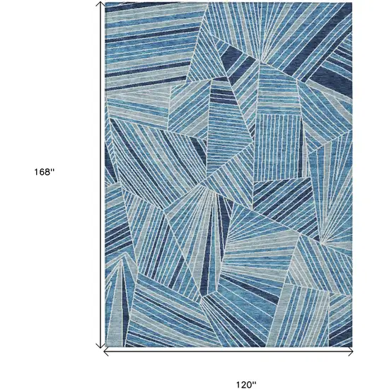 Blue And Teal Blue Geometric Washable Indoor Outdoor Area Rug Photo 3