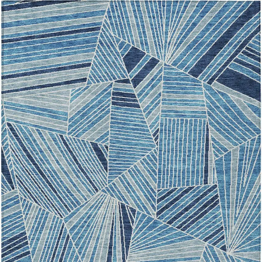 Blue And Teal Blue Geometric Washable Indoor Outdoor Area Rug Photo 7