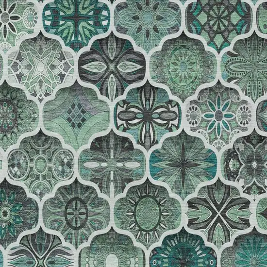 Blue And Teal Blue Ogee Washable Indoor Outdoor Area Rug Photo 8