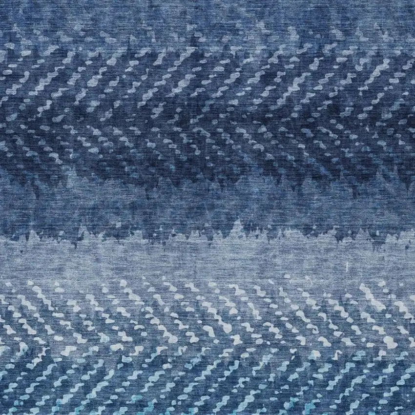 Blue And Teal Blue Striped Washable Indoor Outdoor Area Rug Photo 3