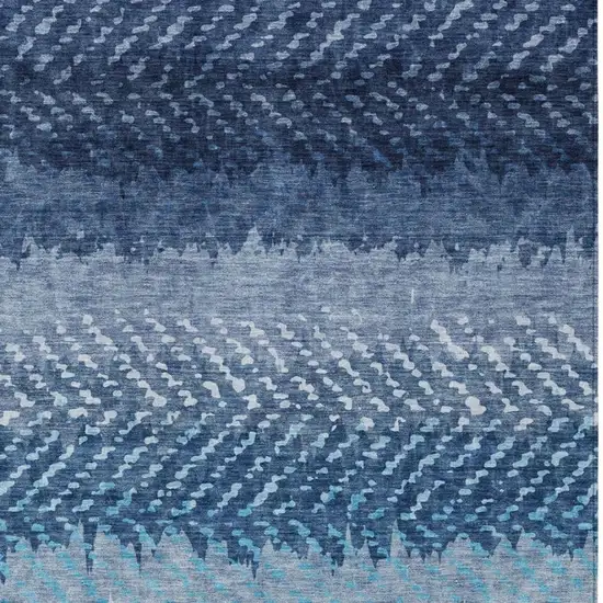 Blue And Teal Blue Striped Washable Indoor Outdoor Area Rug Photo 3