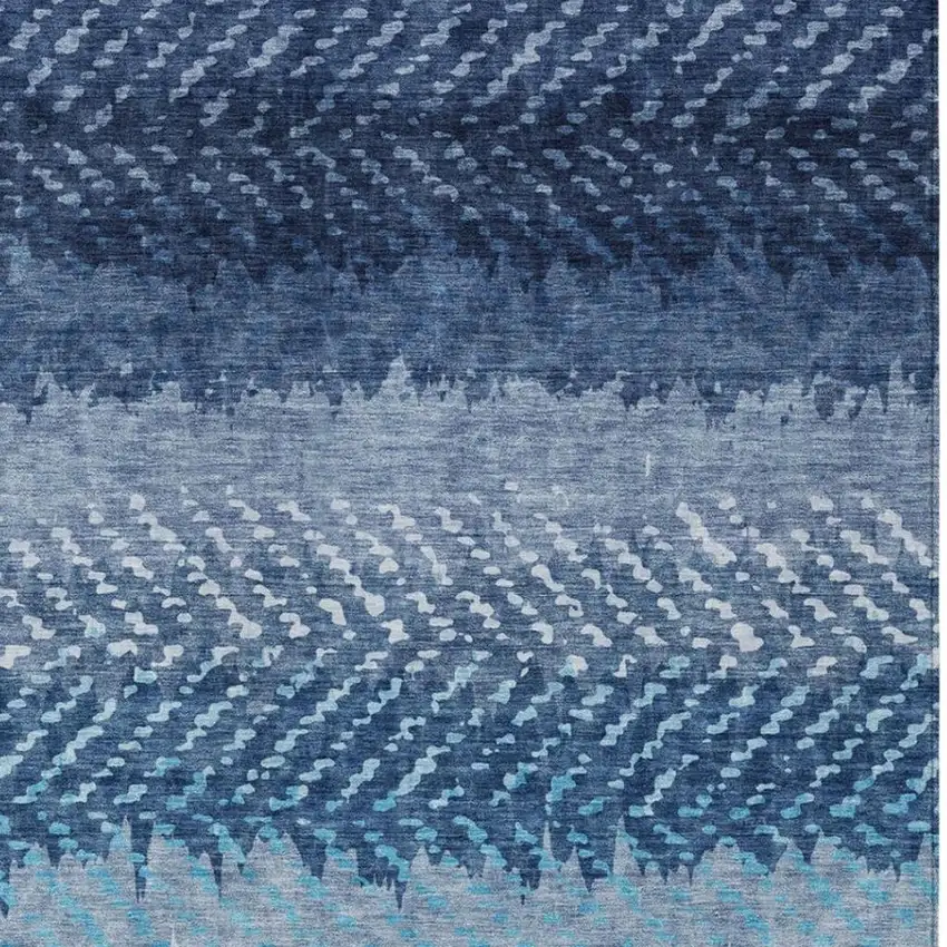 Blue And Teal Blue Striped Washable Indoor Outdoor Area Rug Photo 3