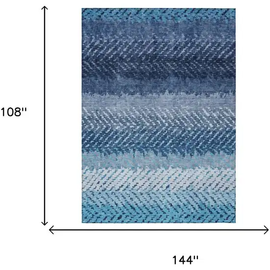 Blue And Teal Blue Striped Washable Indoor Outdoor Area Rug Photo 7