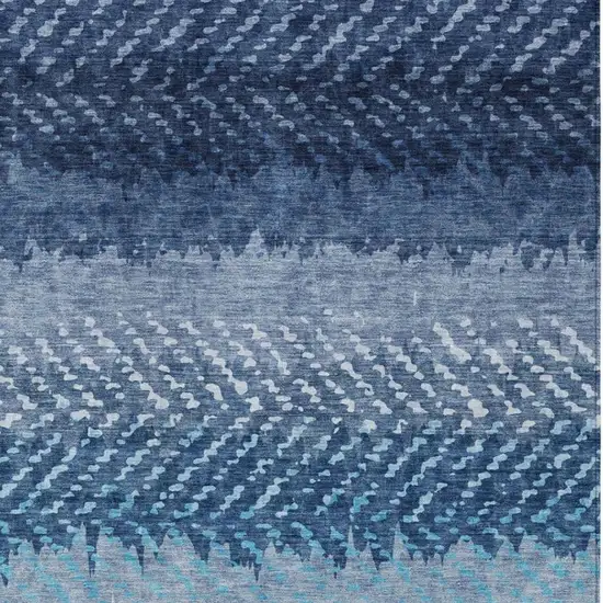 Blue And Teal Blue Striped Washable Indoor Outdoor Area Rug Photo 3