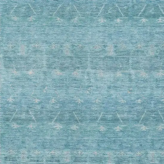Blue And Teal Blue Tribal Washable Indoor Outdoor Area Rug Photo 3