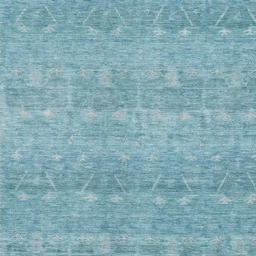 Blue And Teal Blue Tribal Washable Indoor Outdoor Area Rug Photo 3