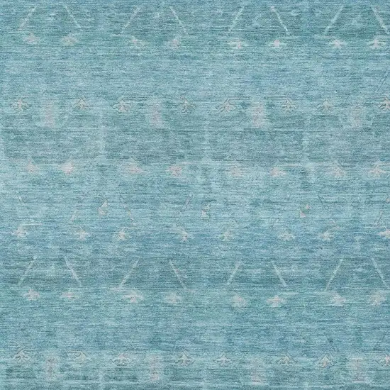 Blue And Teal Blue Tribal Washable Indoor Outdoor Area Rug Photo 3