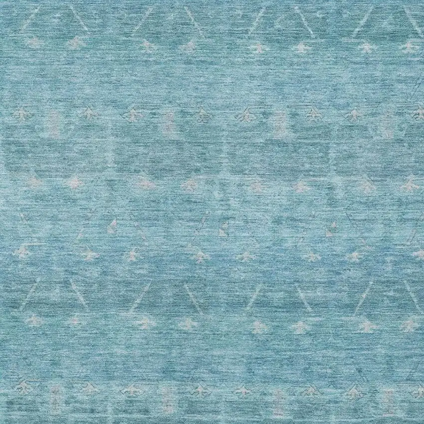 Blue And Teal Blue Tribal Washable Indoor Outdoor Area Rug Photo 3