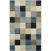 Photo of Blue And Teal Geometric Power Loom Stain Resistant Area Rug