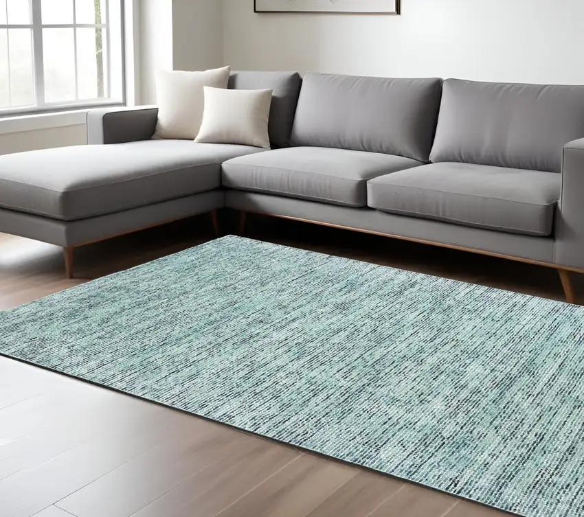 Blue And Teal Hand Tufted Area Rug Photo 1