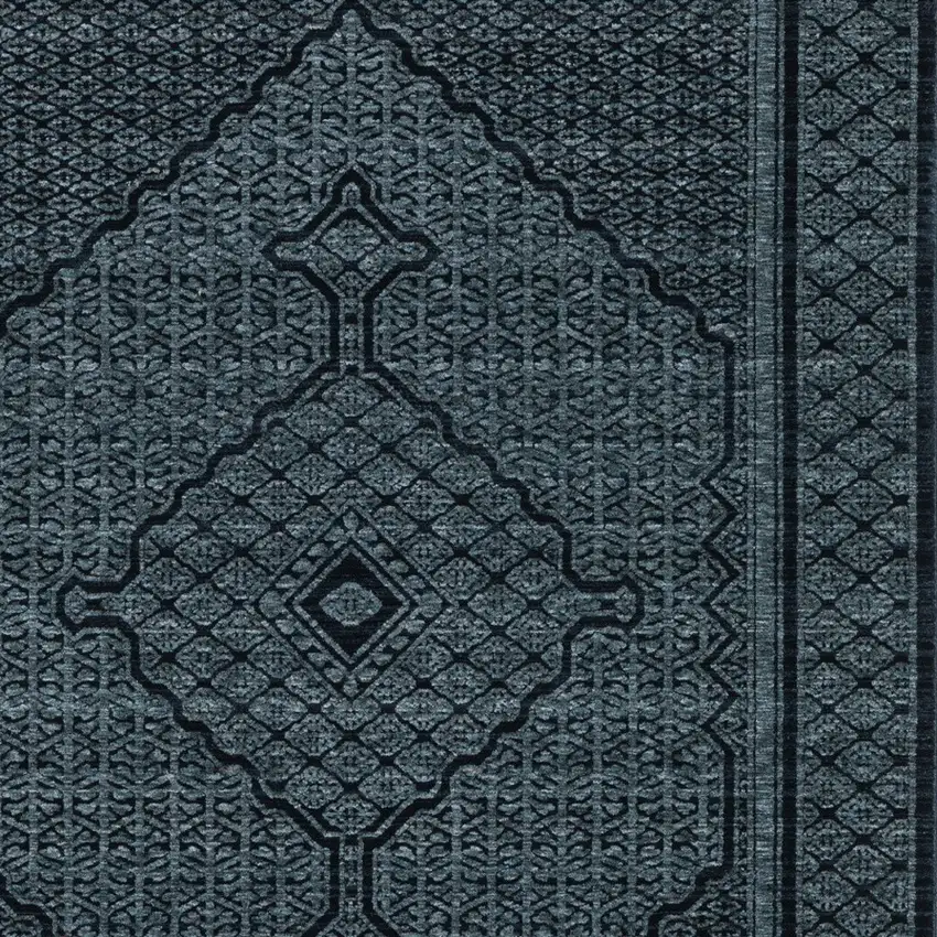 Blue And Teal Medallion Area Rug With Fringe Photo 5