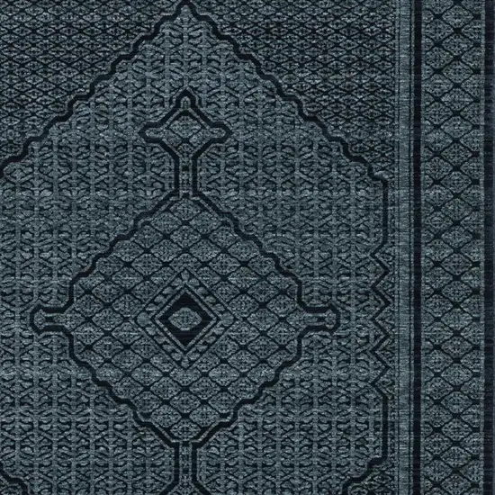 Blue And Teal Medallion Area Rug With Fringe Photo 5