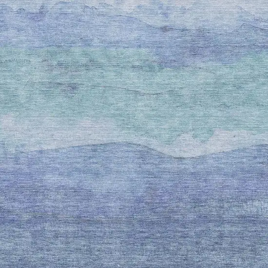 Blue And Teal Striped Washable Area Rug With UV Protection Photo 2