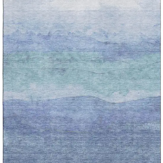 Blue And Teal Striped Washable Area Rug With UV Protection Photo 3