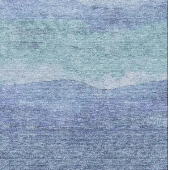 Blue And Teal Striped Washable Area Rug With UV Protection Photo 2